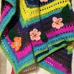 Crochet Shawl Flower Shawl New Handmade Item